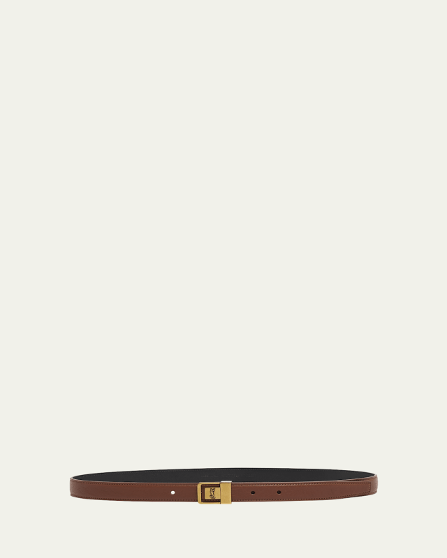 YSL Buckled Grainy Leather Belt